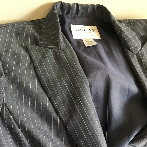 Oscar De La Renta Womens Pin Stripe Blazer Jacket - Picture 1 of 4